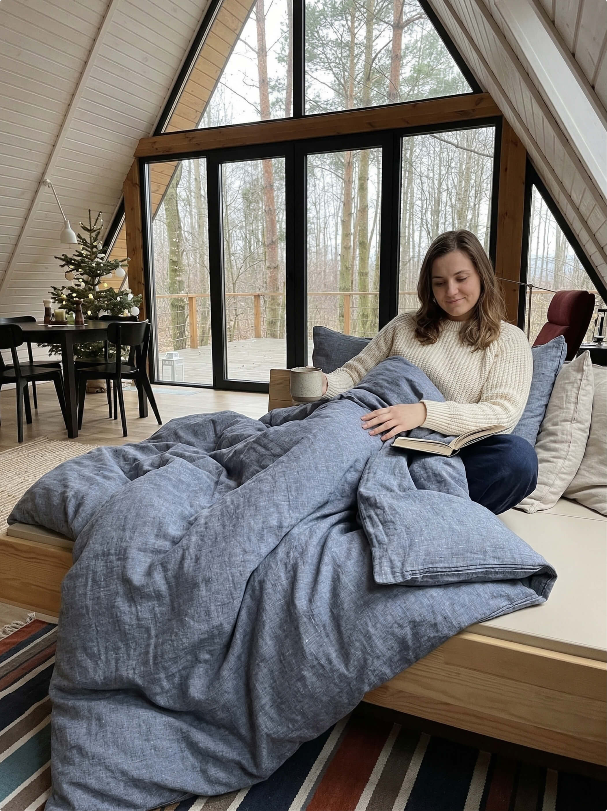 Lininis sunkios antklodės komplektas