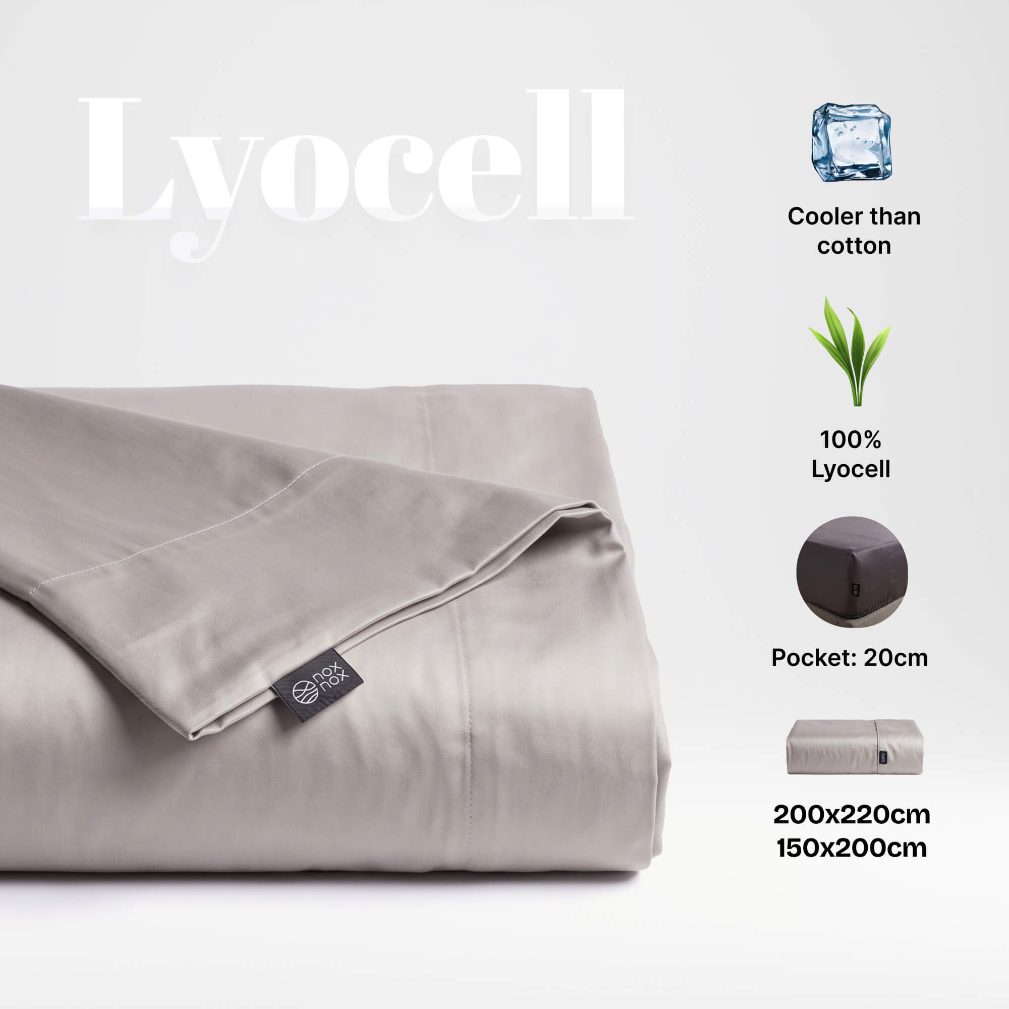 Eukaliptų liocelio paklodė su guma – 200×220 cm