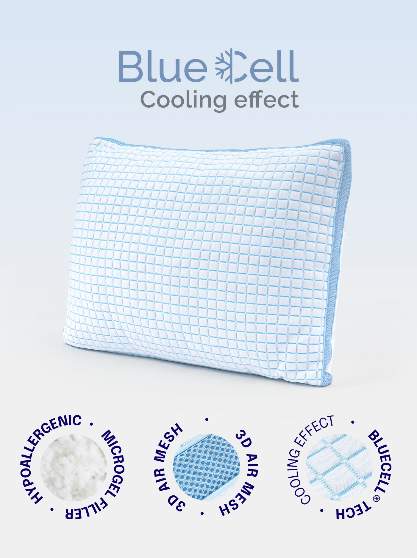 Vėsinanti mikrogelinė pagalvė 3D BlueCell Tech