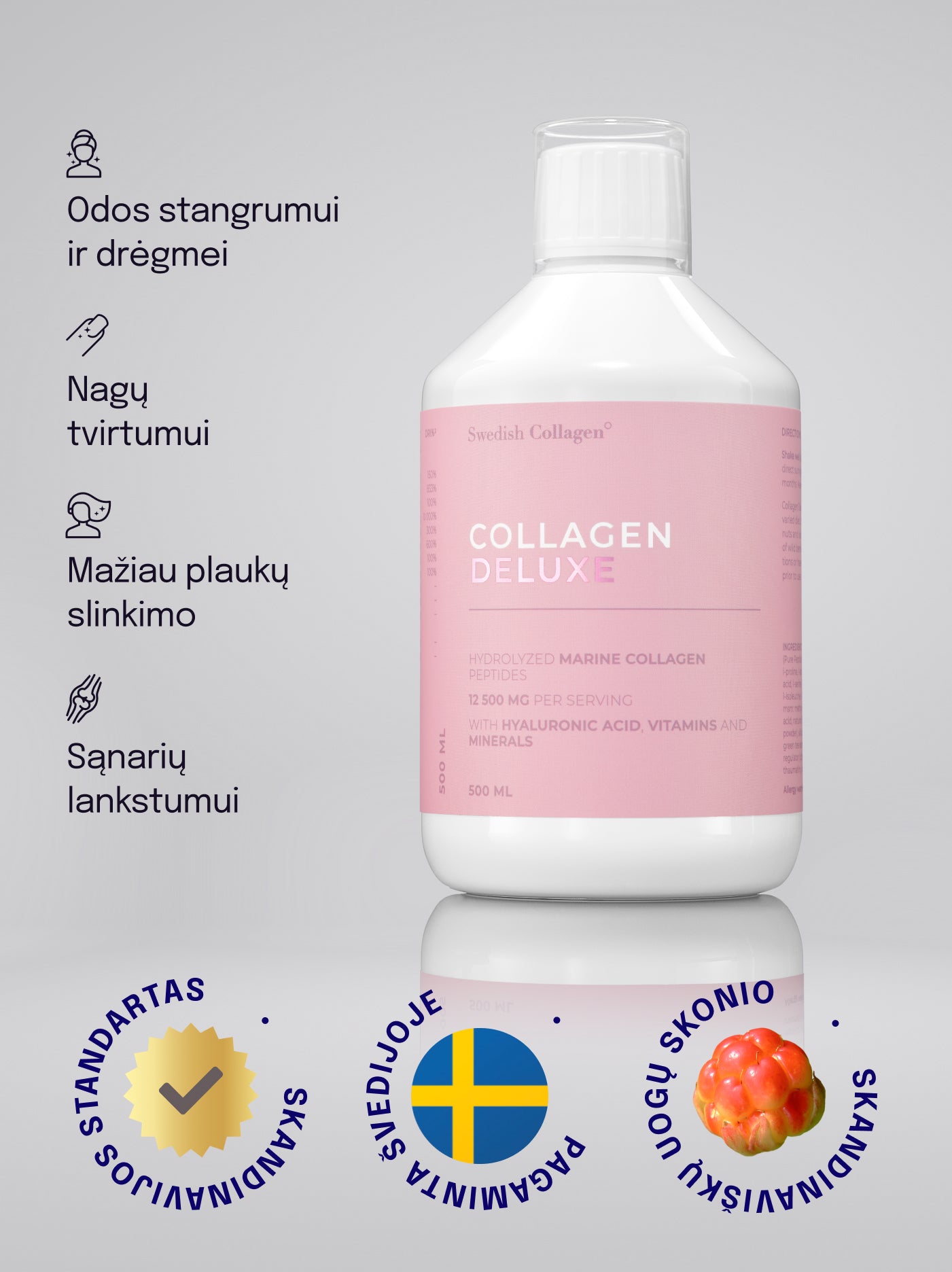 Skystas jūrinis kolagenas Swedish Collagen® Deluxe (500 ml)