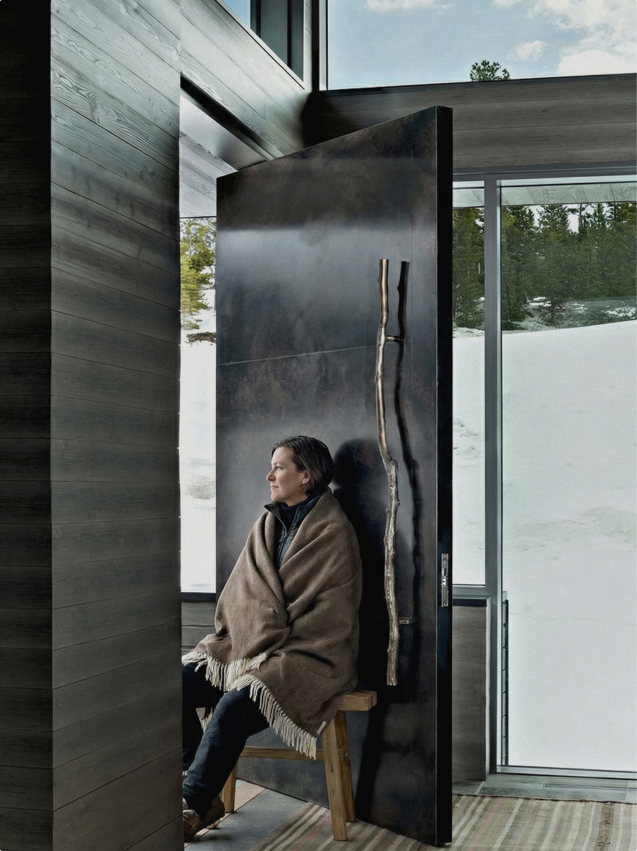 Alpakos pledas Herringbone Chocolate