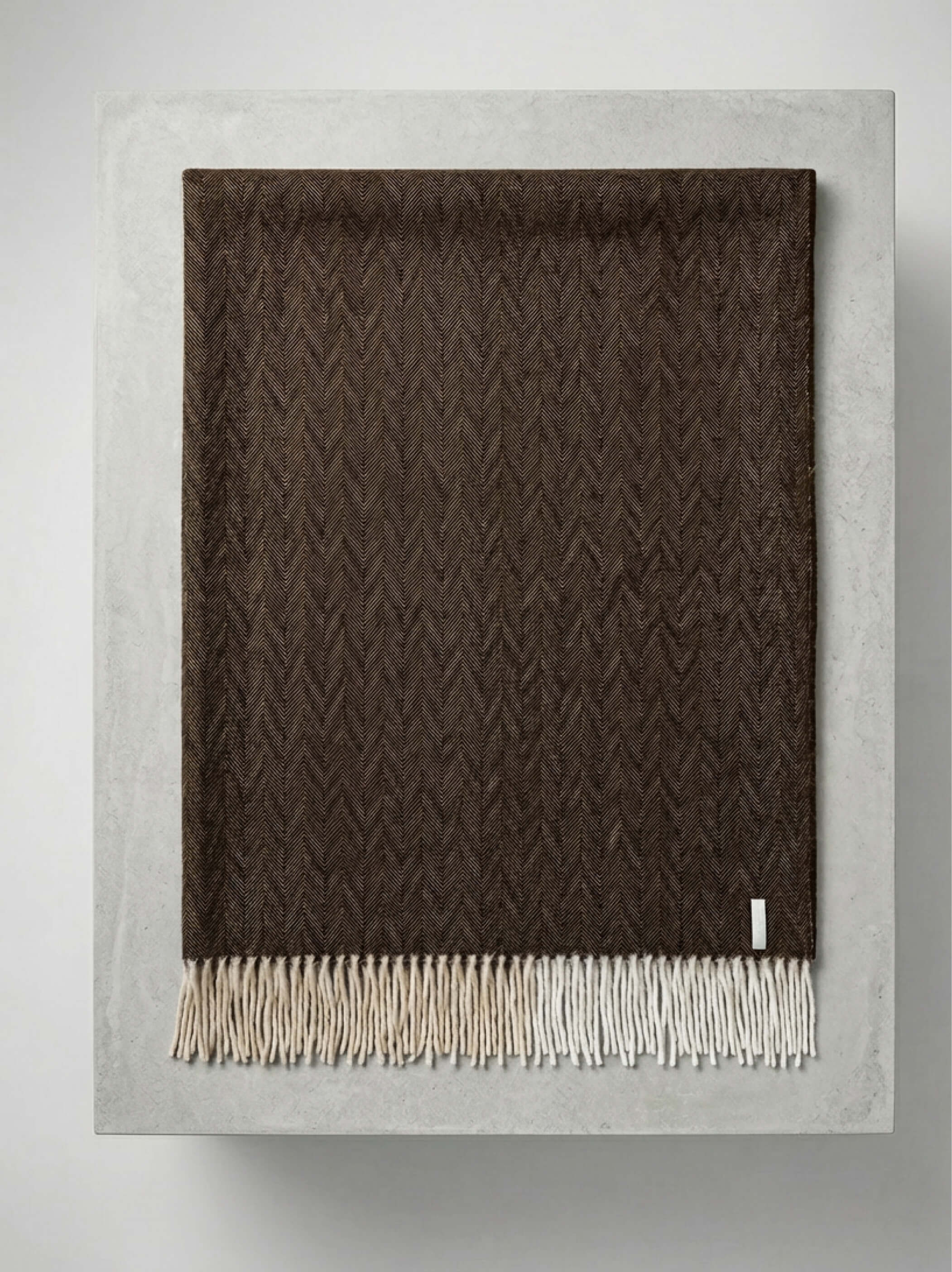 Alpakos pledas Herringbone Chocolate