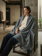 Alpakos pledas Herringbone Deep Blue