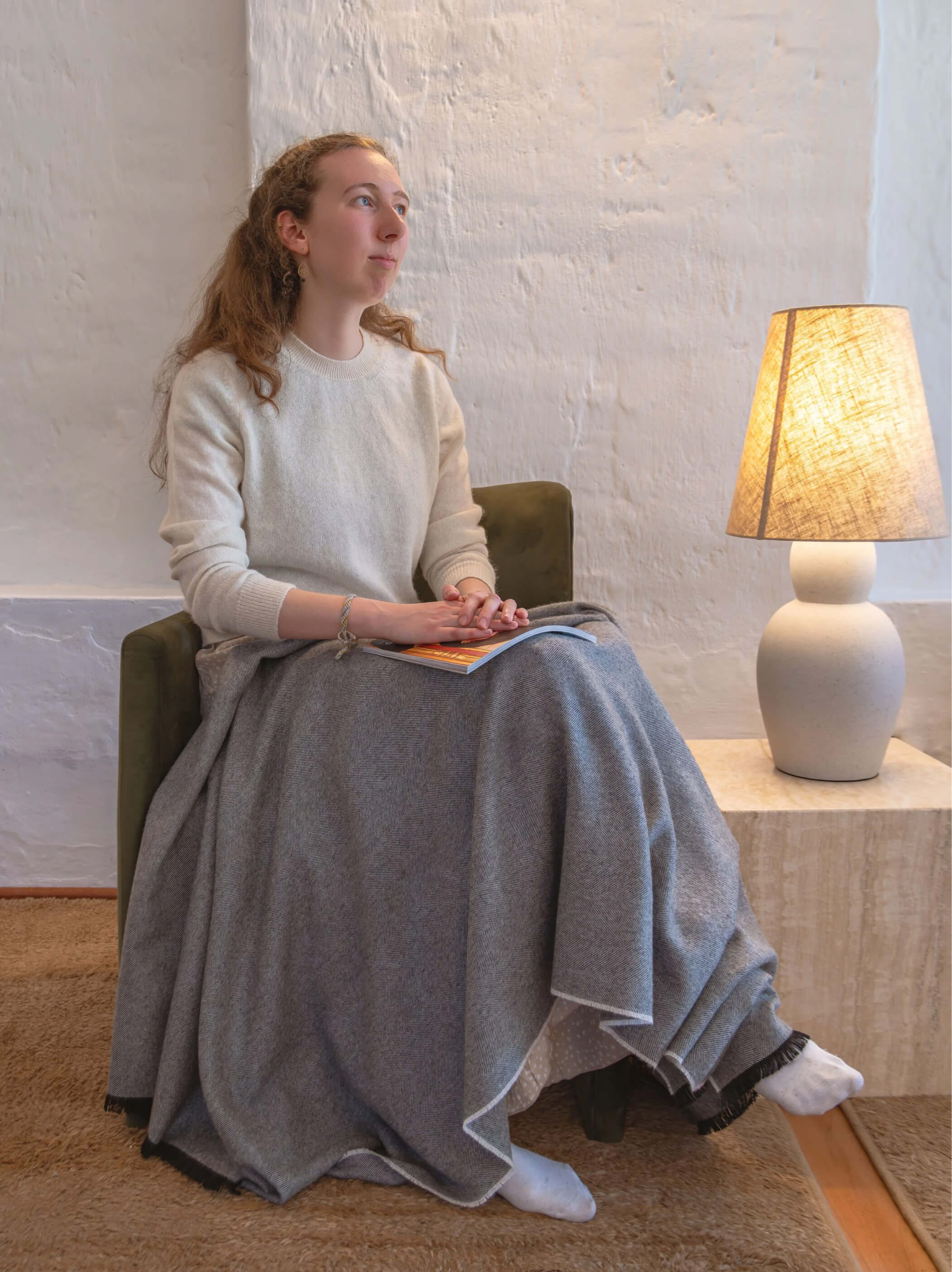 Alpakos pledas Herringbone Deep Blue