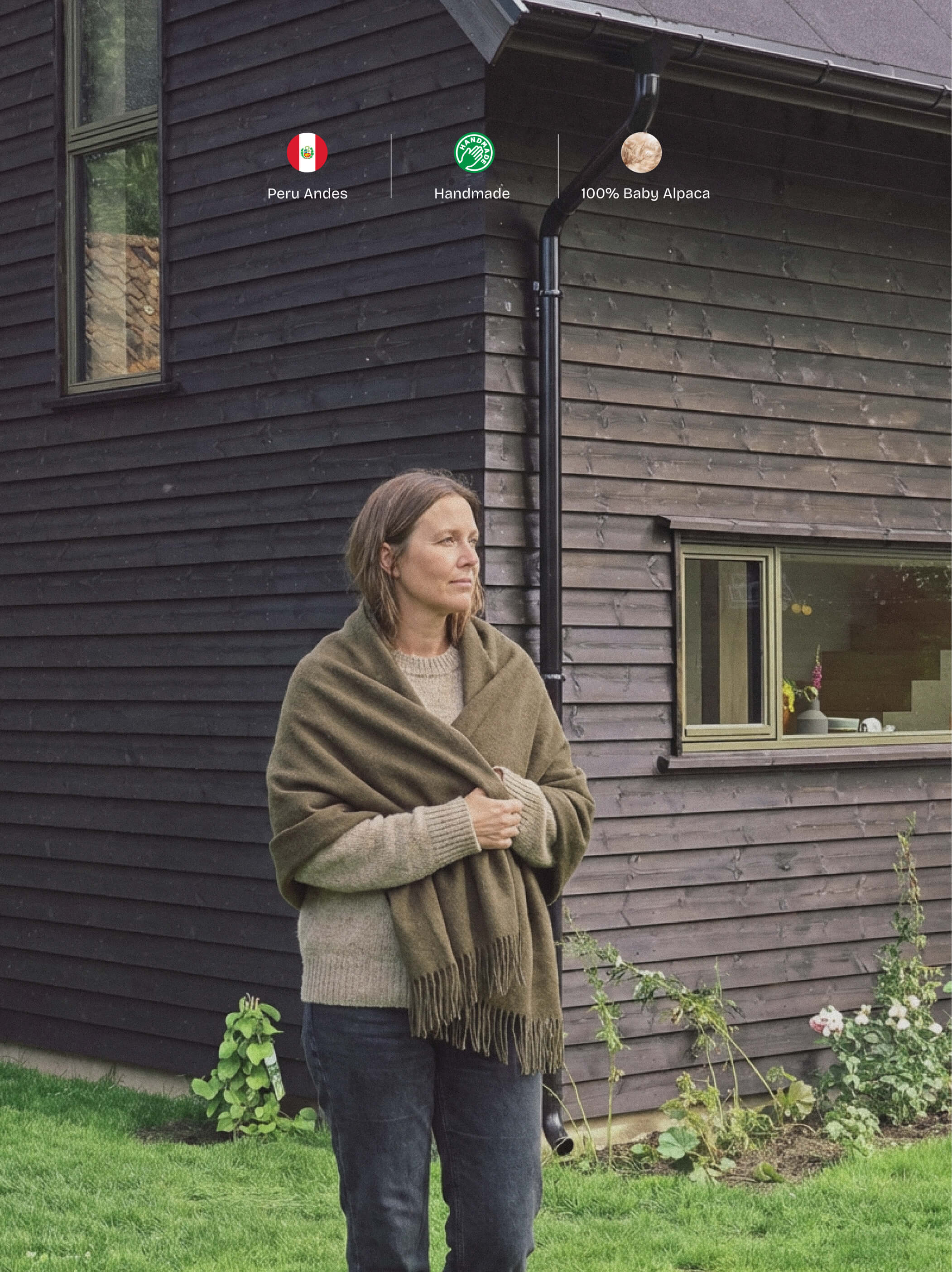 Alpakos pledas Melange Olive