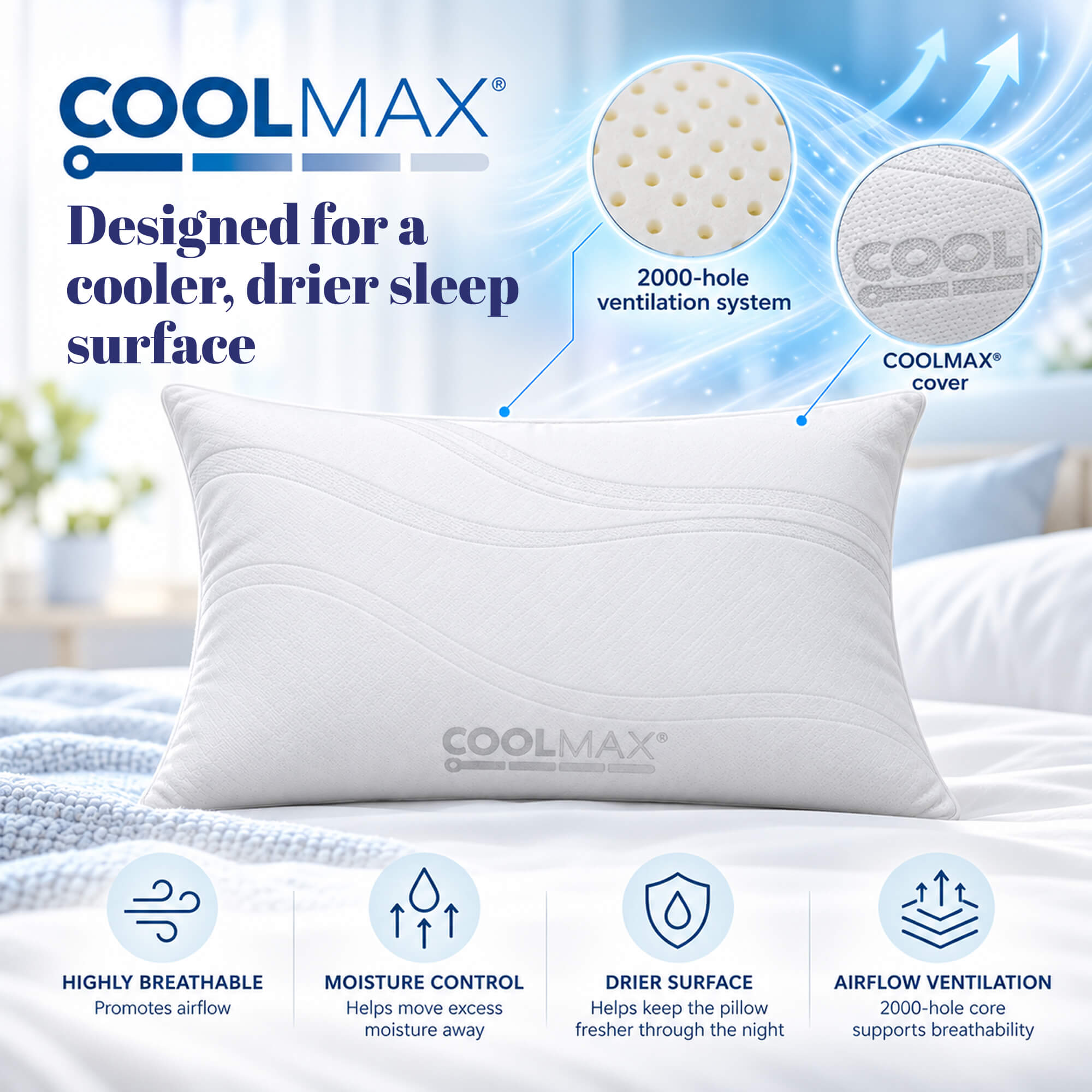 Viscospring Coolmax vėsioji spyruoklinė pagalvė