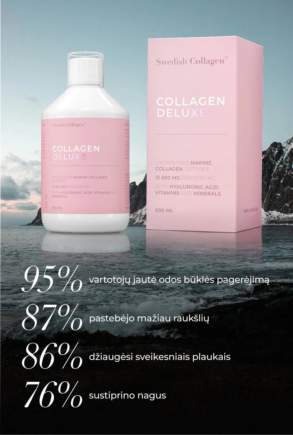 Skystas jūrinis kolagenas Swedish Collagen® Deluxe (500 ml)